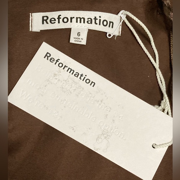 NWT Reformation Buckley Cafe Brown Strapless Lace up Back Midi Dress - Sz 6 - Picture 7 of 9